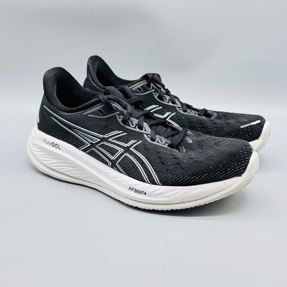 ASICS Shoes Womens 8 Black White GEL Cumulus PureGEL Running Athletic Sneaker - Picture 2 of 12